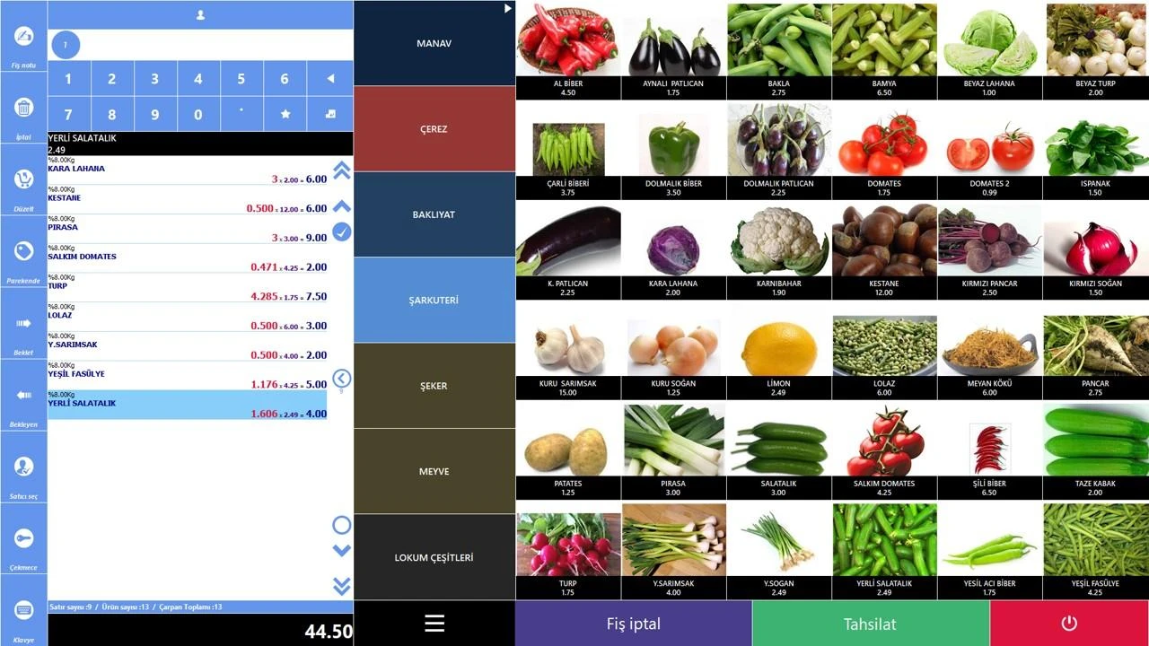 ERP12 Market Programı satış ekranı